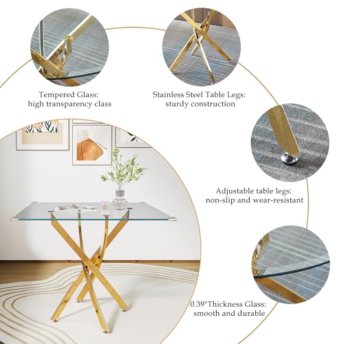 Square Glass Dining Table for 4
