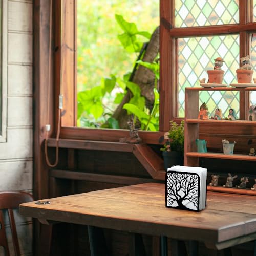 Tree Trunk Black Metal Napkin Holder for Table 4.9" x 4.9" x 1.9"