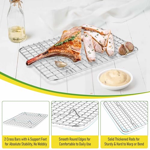 12x9 Inches Stainless Steel Cooling Rack Set of 2 for Quarter Sheet