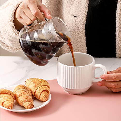 15 oz Ribbed Stackable Coffee Mug Set of 4 (4 Count)