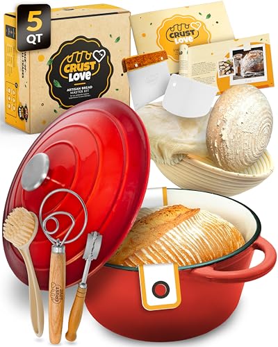 5 QT Enameled Dutch Oven for Bread Baking with Lid & Baking Set