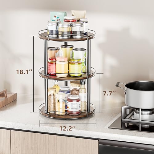 12'' Wood Lazy Susan Turntable Organizer for Cabinet