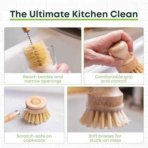 Bamboo Dish Brush Set 5 Piece