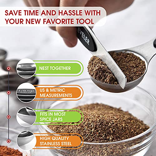 Stainless Steel 8 Magnetic Measuring Spoons Set (8 Count)