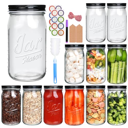 Wide Mouth Mason Jars 32 oz 12 Pack