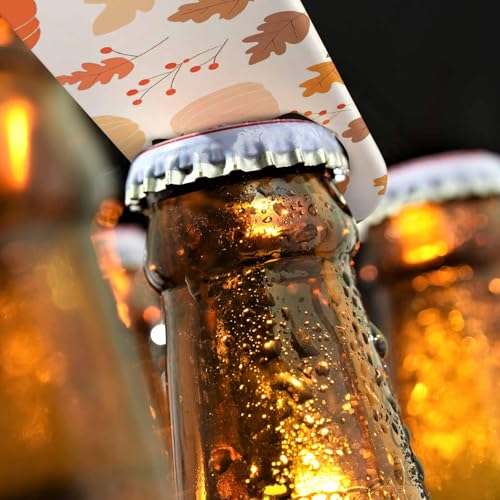 Pumpkin Stainless Steel Bottle Opener Leaf Fruit Orange Yellow Maple Leaves Gourd Butternut Autumn Floral Pattern Flat Beer Bottle Opener Keychain for Home Kitchen Bar Restaurant Party Gift