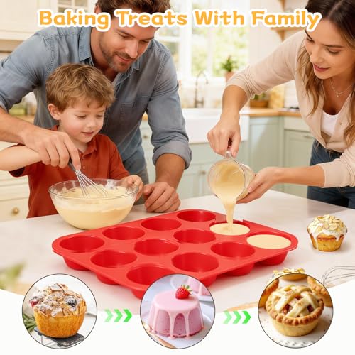12 Cups Silicone Muffin Pans for Baking Cupcake Pan Nonstick Silicone Molds