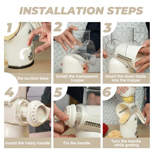 Rotary Cheese Grater 5 Blades Mandoline Slicer for Vegetable