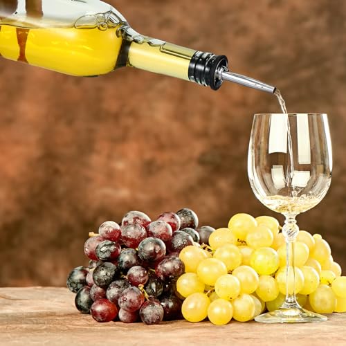 10 Pcs Long Neck Glass Bottles with Pourer for Bar Wine Syrup (10 Count)