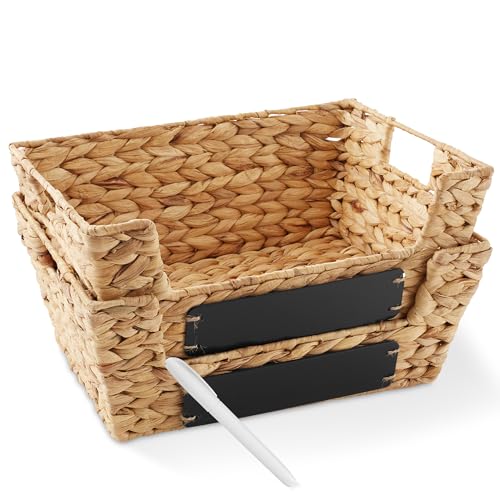 Set of 2 Water Hyacinth Pantry Baskets with Handles (2 Count)