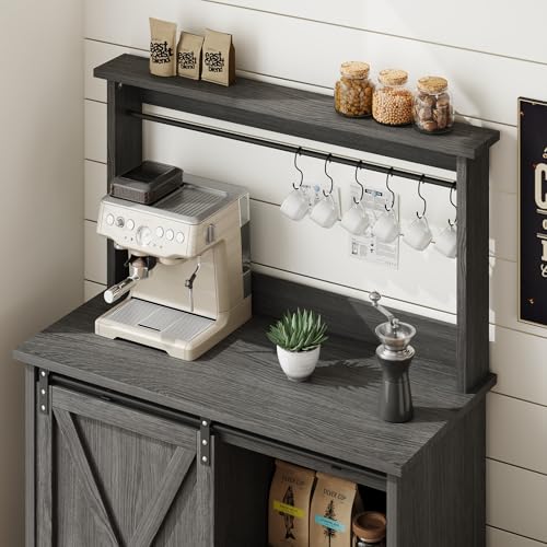 31" Farmhouse Coffee Bar Cabinet with Storage Hutch