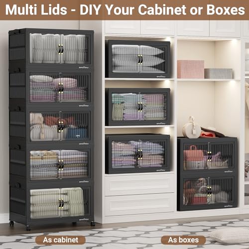600Qt Stackable Storage Bins with 5 Lids (5 Count)