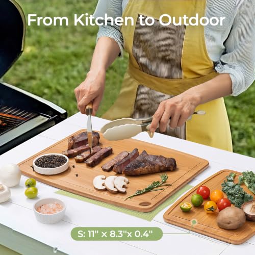 Dishwasher Safe Bamboo Cutting Boards Durable Lightweight Wood Cutting Board for Busy Kitchen (2 Count)