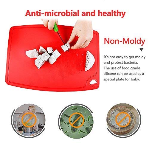 Extra Large Thick Silicone Cutting Boards for Kitchen 14.6'' x 10.43'' Flexible Cutting Chopping Boards (5 Count)