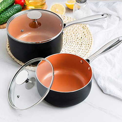 Saucepans 2QT & 3QT Copper Saucepan Set With Non (2 Count)