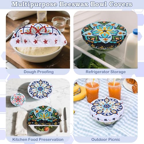 5Pcs Reusable Beeswax Elastic Bowl Covers for Bread Proofing and Food Cover (5 Count)