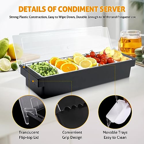 Ice Chilled Condiment Caddy with 5 Removable Trays and Lids (45.8562 Ounce)