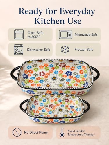 2 Piece Polish Pottery Style Ceramic Baking Dish Set (2 Count)