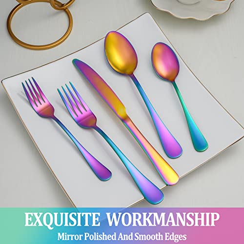 40 Pcs Rainbow Silverware Set Service for 8 (40 Count)