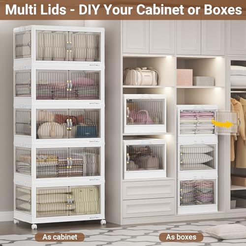 120Gal Stackable Storage Bins with Lids Foldable Boxes (4 Count)
