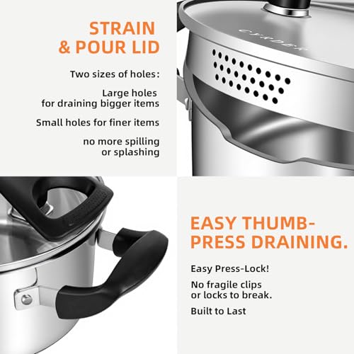 Stainless Steel Stock Pot with Pour Spout and Strainer