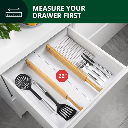 Bamboo Drawer Dividers Organizers (4 Count)