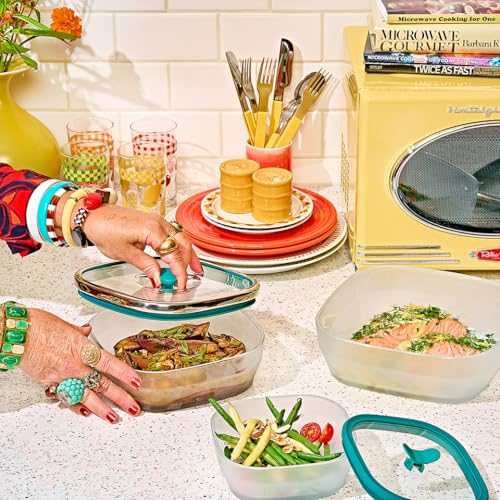 10 Cup Square Glass Food Storage with Glass Lid