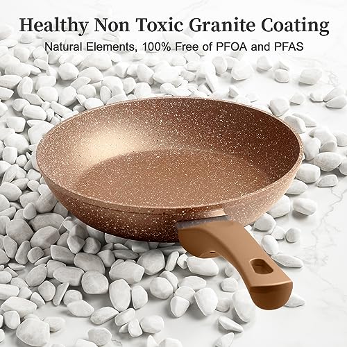 Nonstick Ceramic Frying Pans Skillets Set with Lid 8"+9.5"+11"