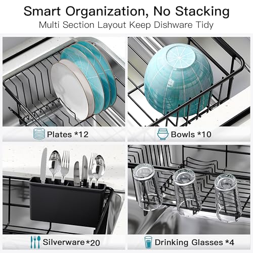Black Dish Drying Rack in Sink
