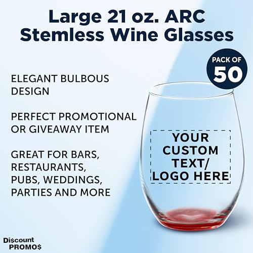 50 ARC Stemless Wine Glasses Set (50 Count)