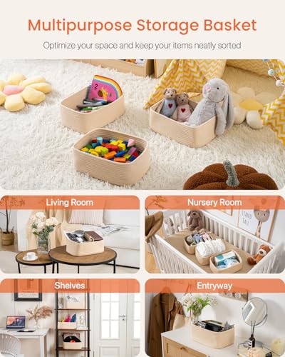 Small Woven Storage Basket for Organizing (3 Count)