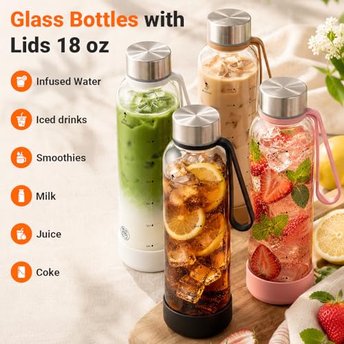 18 oz Glass Water Bottles (4 Count)