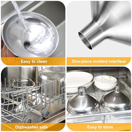2 Pack Stainless Steel Kitchen Funnel Set for Filling Bottles