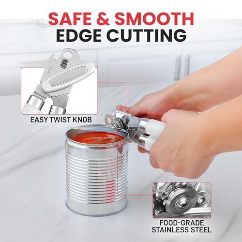 Heavy Duty Stainless Steel Can Opener Manual with Large Bottle Opener