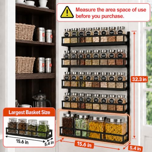 Wall Mount Spice Rack Organizer 5 Tier Height