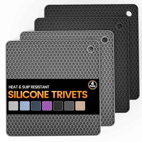 Silicone Trivet Mats 4 Heat Resistant Pot Holders Multipurpose Non