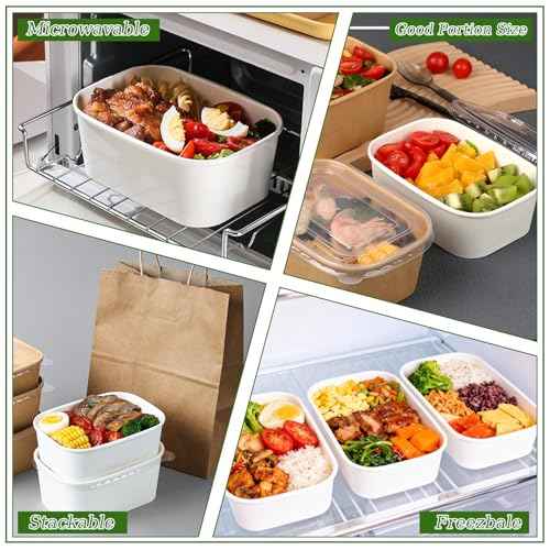 50 Pack 35oz Disposable Meal Prep Containers with Lids & Forks (50 Count)