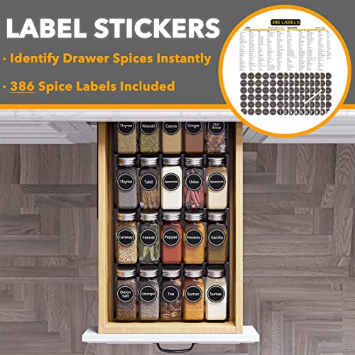 Spice Drawer Organizer with 20 Spice Jars (20 Count)