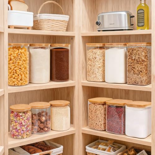 Glass Flour Containers with Bamboo Lids 1.6 (2 Count)