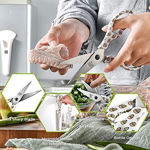 Kitchen Scissors Heavy Duty Kitchen Shears with Magnetic Holder Made with Japanese Steel 4034