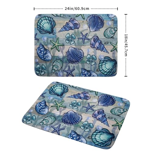 Starfish Seashell Dish Drying Mat 18x24 inch Coastal Beach Dish Drainer Rack Pad Absorbent Microfiber Fast Dry Kitchen Counter Accessories