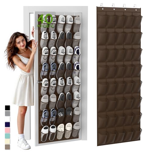 Over the Door Shoe Organizer with 40 Large Breathable Mesh Pockets