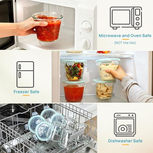5 Pack 3 Cup Glass Soup Container Set with Airtight Lids (5 Count)