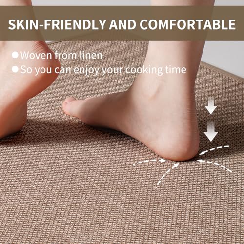 Kitchen Rugs Kitchen Mats for Floor Non Slip Washable Brown 17"x30" (3.557 Sq Ft)