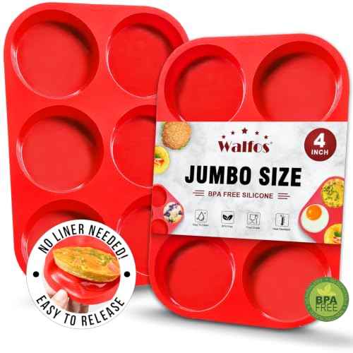 Silicone Muffin Top Pans for Baking 4inch Jumbo Size (2 Count)