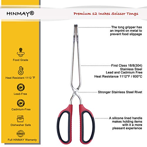 Stainless Steel Scissor Tongs with Comfort (2 Count)