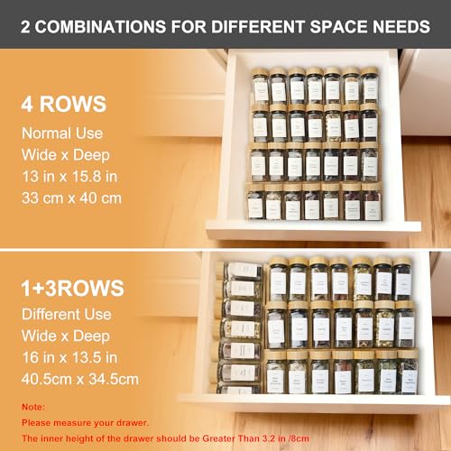 Spice Drawer Organizer with 28 Bamboo