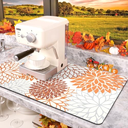 2PCS 12" x 20" Fall Dish Drying Mat & 24" x 5.5" Sink Splash Guard