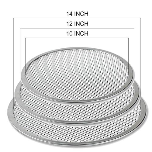 Pizza Screen 3PCS Aluminum Alloy Seamless Pizza Screen Non Stick Mesh Net Baking Tray Cookware Kitchen Tool For Oven (3 Count)