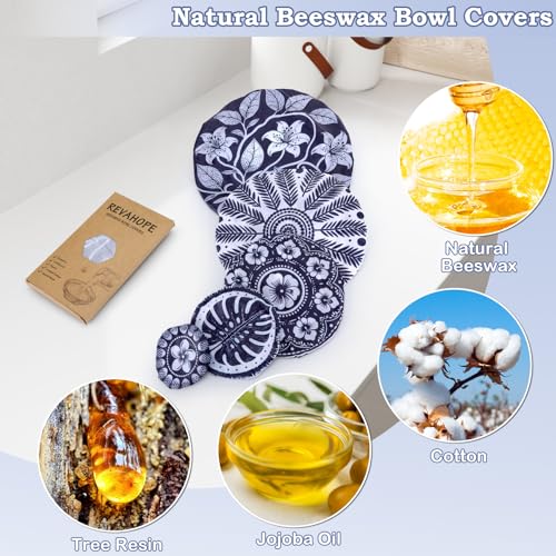 5Pcs Reusable Beeswax Elastic Bowl Covers for Bread Proofing and Food Cover (5 Count)
